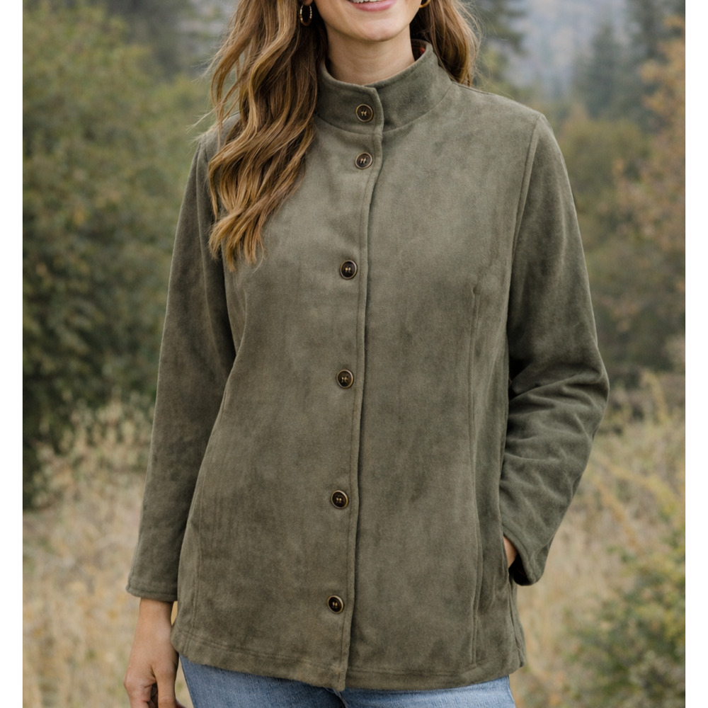 NWT Simply Noelle Jacket Blazer Women L/XL 12-14 Green Orange Faux Suede Militar - Picture 3 of 16